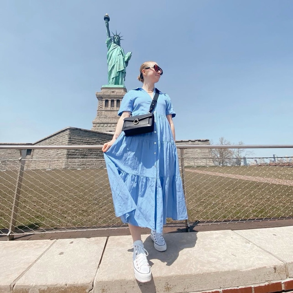 Zara Blue Tiered Midi Dress
